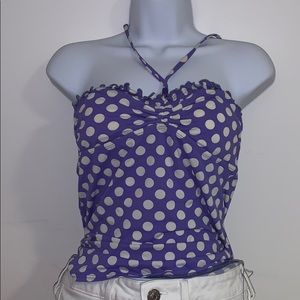 Purple Polka Dot Halter Bathing Suit Top